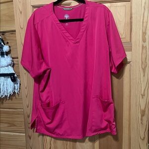 Healing Hands V-Neck Short Sleeve Top in Bright Pink